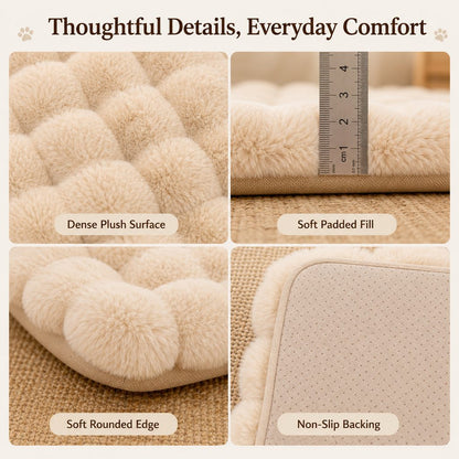 Ortekor Plush Cat Bed Mat for Indoor Naps - Non-Slip Washable Faux Fur Cushion for Cats & Small Dogs