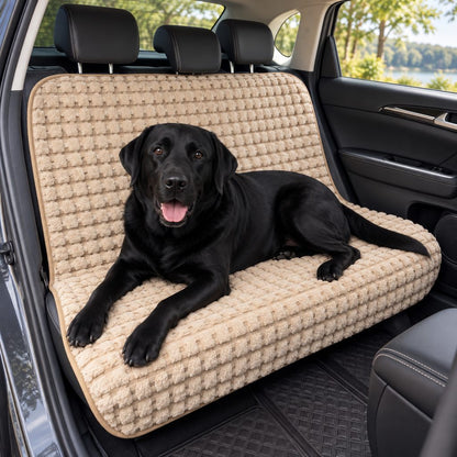 Ortekor Plush Dog Car Seat Cover for Back Seat - Cozy Bench Seat Protector for Pet Hair, Dirt & Everyday Scratches