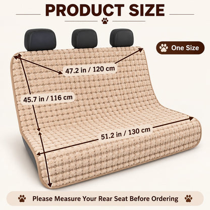 Ortekor Plush Dog Car Seat Cover for Back Seat - Cozy Bench Seat Protector for Pet Hair, Dirt & Everyday Scratches