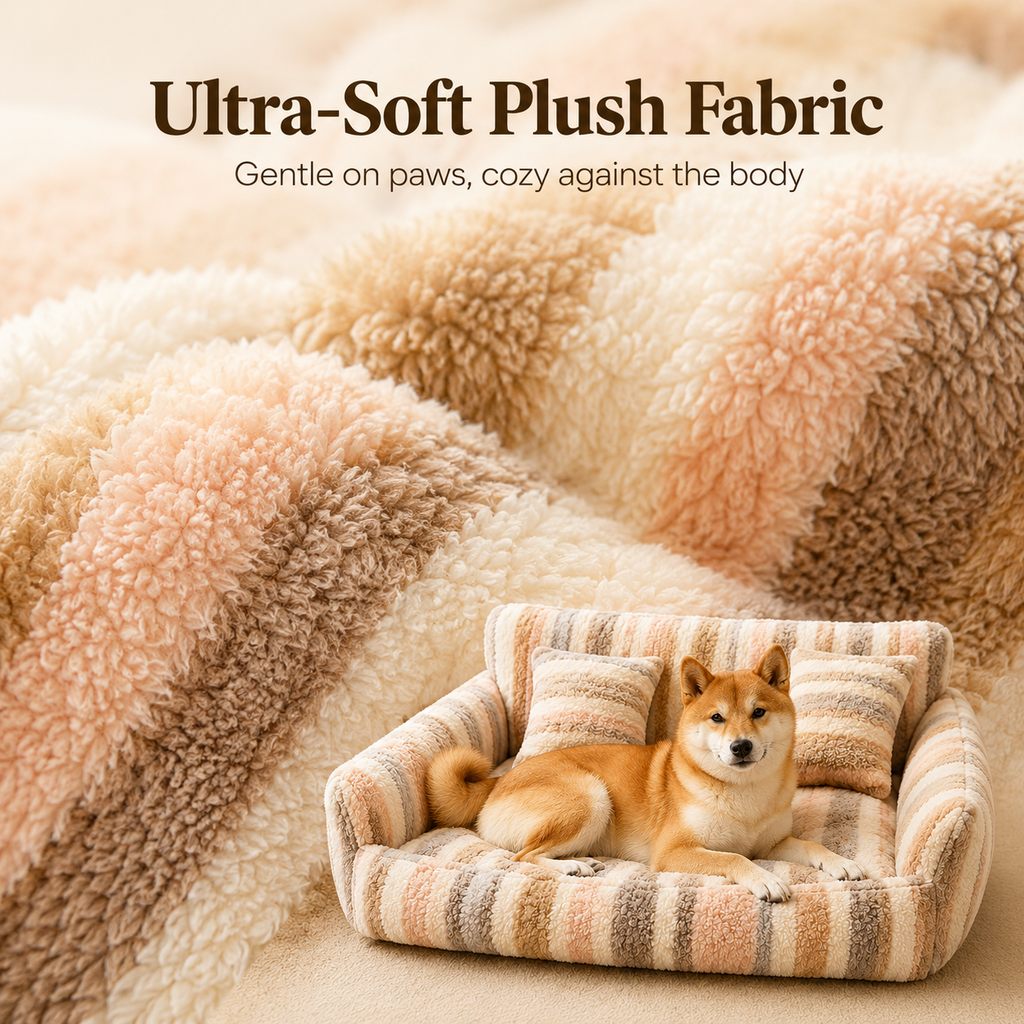 Ortekor Cozy Plush Dog Sofa Bed for Living Rooms - Soft Bolstered Support for Everyday Naps