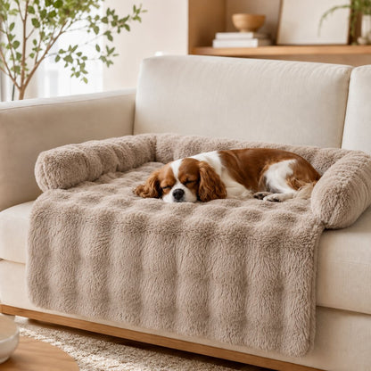 Ortekor Plush Pet Sofa Protector Bed for Dogs & Cats – 29.5" Couch Cover with 3-Sided Bolster & Non-Slip Backing for Pet Hair, Paw Dirt & Everyday Mess