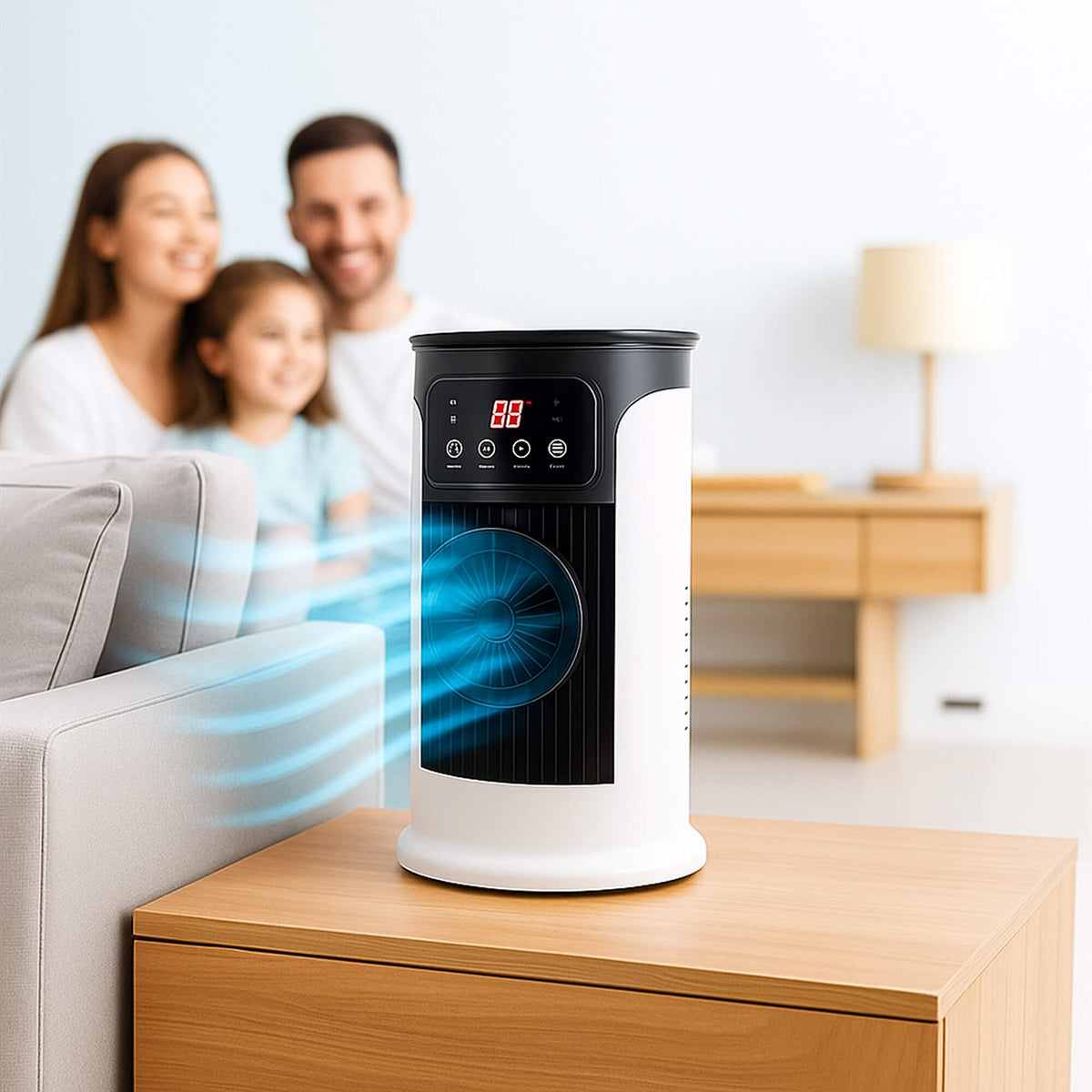 Personal Evaporative Cooler with Humidifier 5-in-1 Compact Floor Standing Unit 18W Quiet Desktop Cooling Fan for Home Office Bedroom Dorm