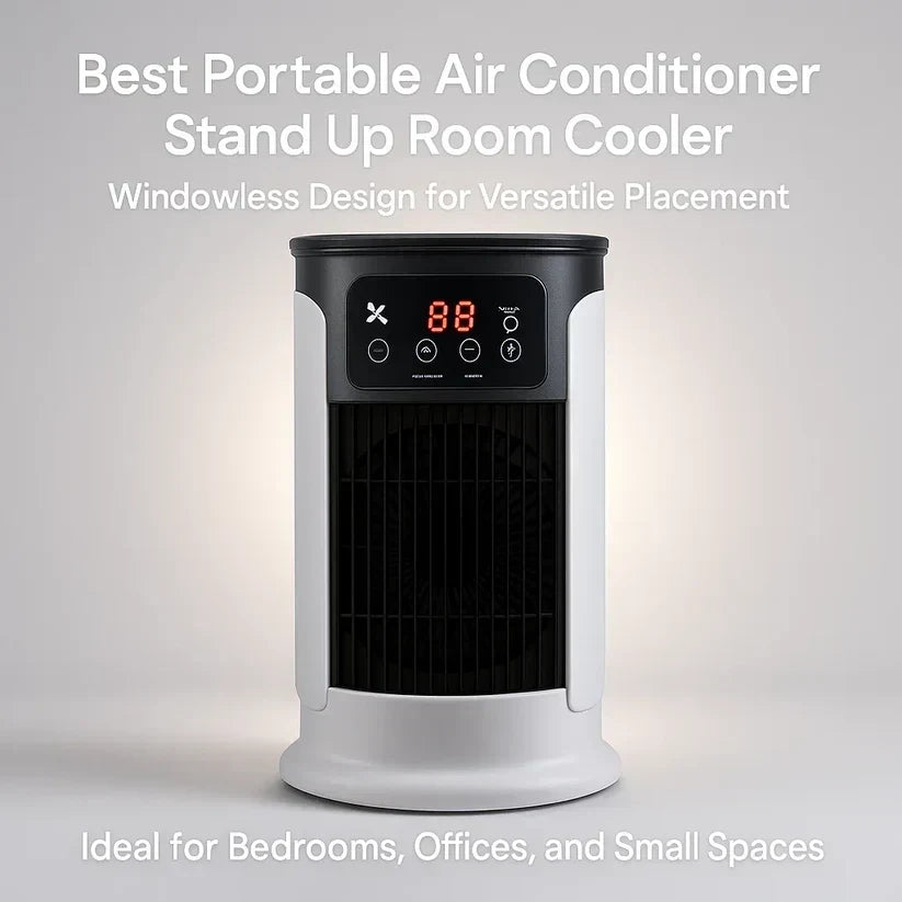 Personal Evaporative Cooler with Humidifier 5-in-1 Compact Floor Standing Unit 18W Quiet Desktop Cooling Fan for Home Office Bedroom Dorm