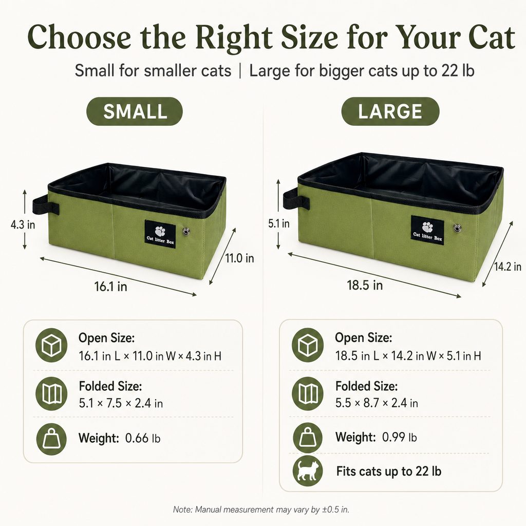 Ortekor Portable Foldable Cat Litter Box for Road Trips, Hotels & RV Travel - Reusable Waterproof Travel Cat Toilet to Stop Leaks & Save Space