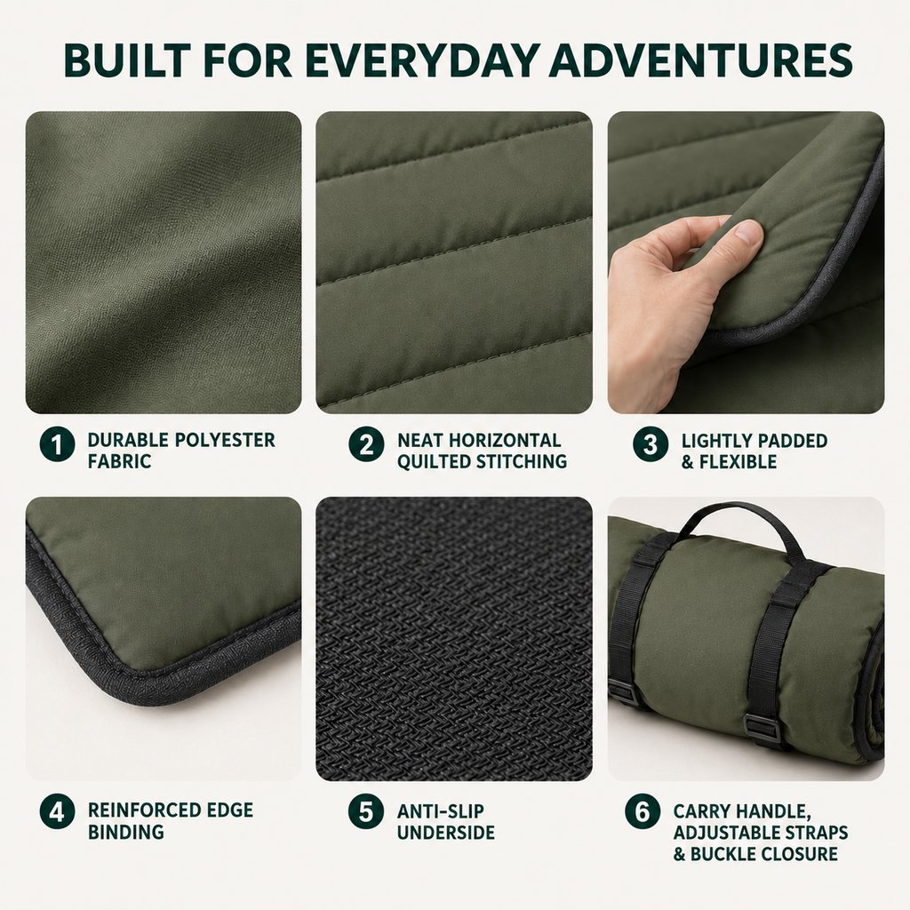 Ortekor Portable Roll-Up Dog Travel Mat for Camping & Car Trips - Keeps Pets Off Damp, Dirty Ground