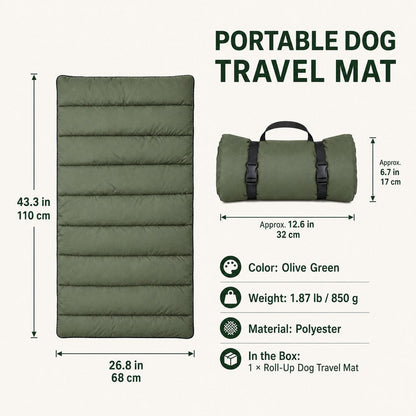 Ortekor Portable Roll-Up Dog Travel Mat for Camping & Car Trips - Keeps Pets Off Damp, Dirty Ground