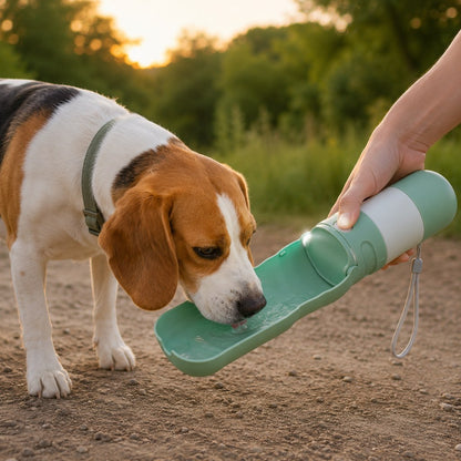 Ortekor 2-in-1 Portable Dog Water Bottle with LED Light - 12 fl oz Foldable Bowl for Walks, Hikes & Camping, No Extra Bowl Needed