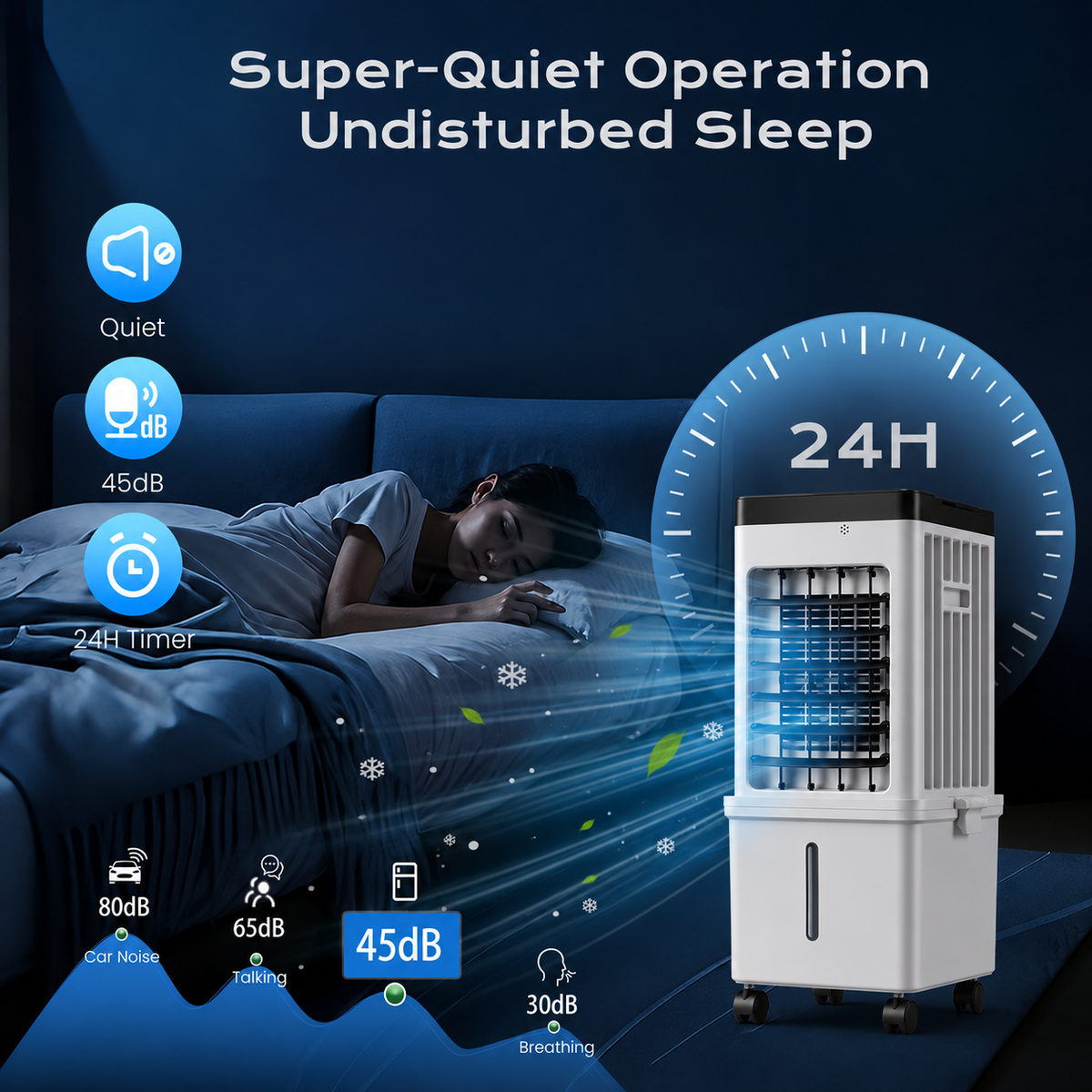 12-Liter Portable Evaporative Cooler with Remote Control & 24-Hour Timer for Bedrooms, Living Rooms, Home Office, Efficient Air Cooling