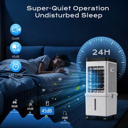 12-Liter Portable Evaporative Cooler with Remote Control & 24-Hour Timer for Bedrooms, Living Rooms, Home Office, Efficient Air Cooling