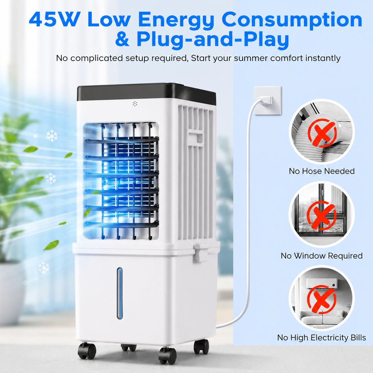 12-Liter Portable Evaporative Cooler with Remote Control & 24-Hour Timer for Bedrooms, Living Rooms, Home Office, Efficient Air Cooling