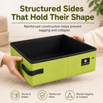 Ortekor Portable Foldable Cat Litter Box for Travel, Hotels & RVs - Packs Flat, Helps Keep Floors Clean