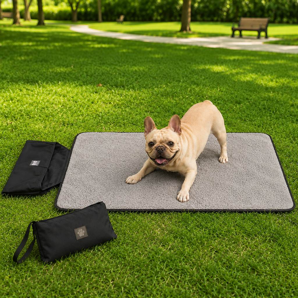 Ortekor Portable Outdoor Pet Mat with Carry Bag - Foldable Travel Dog Blanket for Parks, Camping & Road Trips