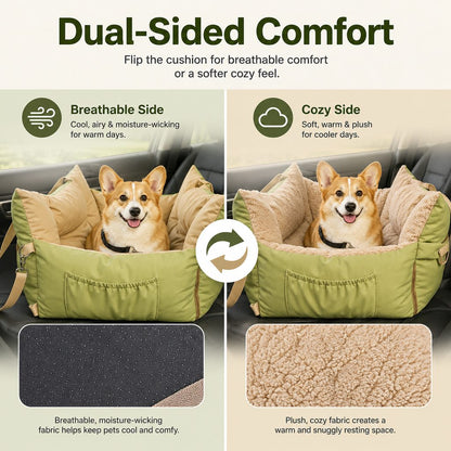 Ortekor Portable Pet Car Bed for Road Trips, Camping & Home Lounging - Cozy, Secure Rest Spot for Small to Medium Dogs