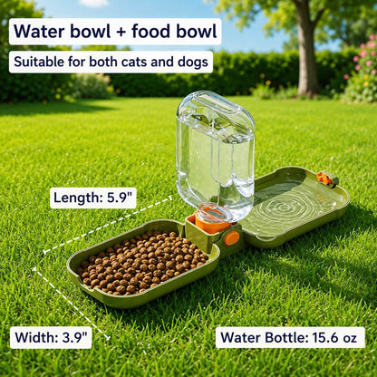 Ortekor Portable Folding Pet Water & Food Cup for Walks & Hiking - 15.6 oz Leak-Resistant Dog & Cat Travel Bottle Bowl