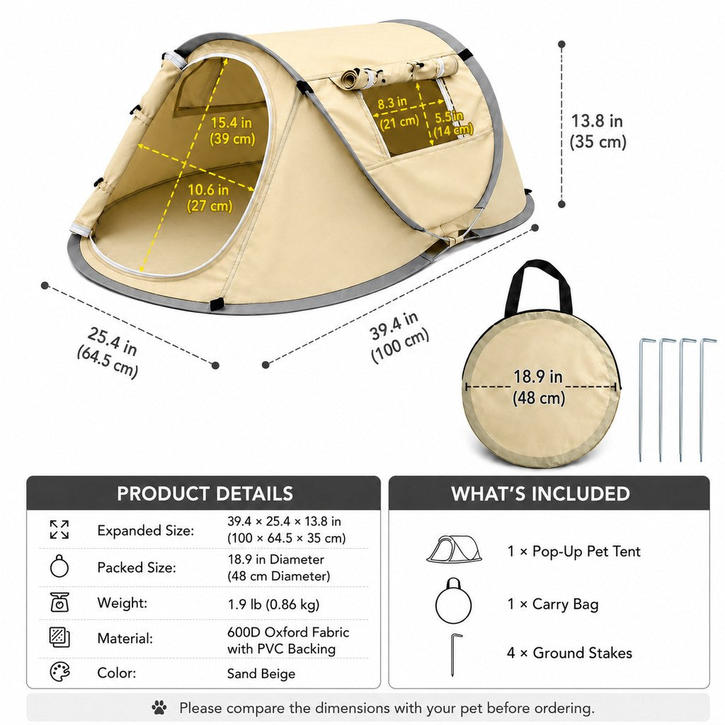 Ortekor Portable Pop-Up Pet Tent for Home, Parks & Travel - A Familiar Rest Space for Cats & Small Dogs