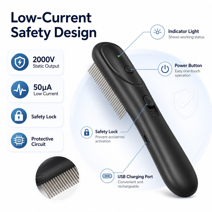 Ortekor Electric Flea Comb for Dogs & Cats – At-Home Flea Check & Loose Hair Grooming Without Sprays