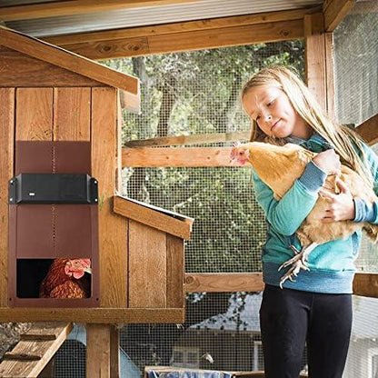 Automatic Chicken Coop Door Opener with Light Sensor for Poultry Houses Programmable Timer Dawn Dusk Operation Predator Protection Weather
