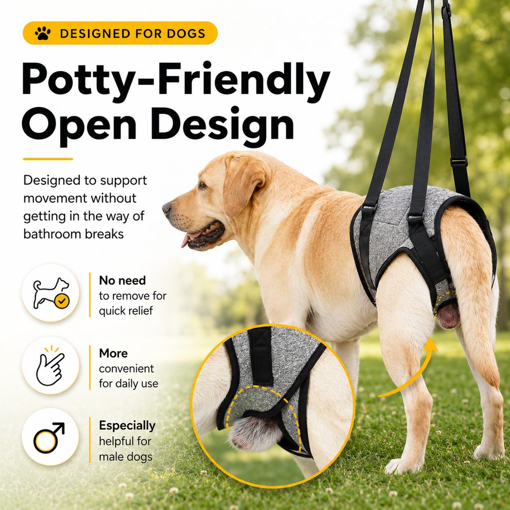 Ortekor Dog Rear Support Harness for Stairs, Walks & Car Rides - Mobility Lift Sling for Senior Dogs with Weak Hind Legs