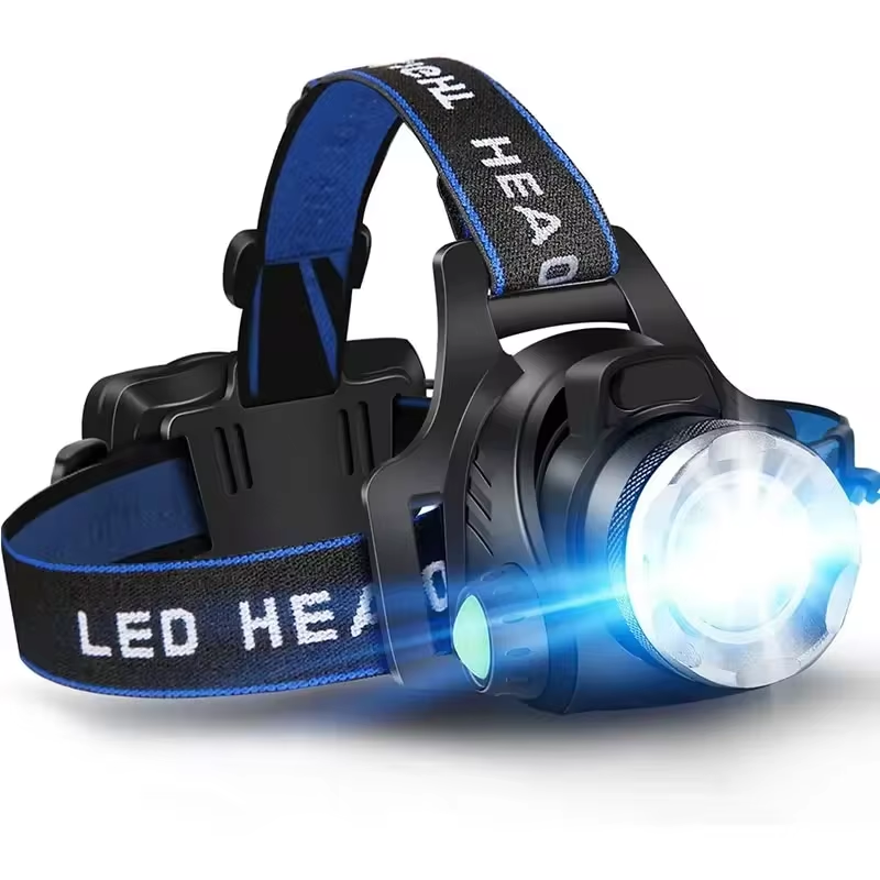 Rechargeable Zoom LED Hands-Free Flashlight for Hiking, Camping & Night Running | Lightweight Headlamp with Adjustable Focus Beam