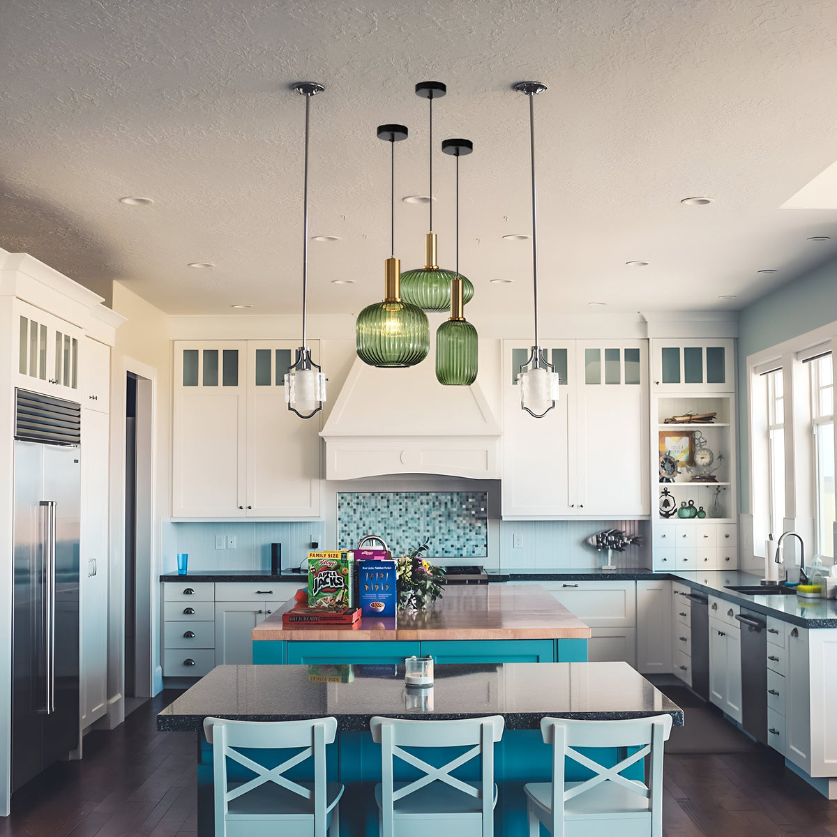 Tinted Glass Drop Ceiling Fixture E27 Socket 12 in Shade for Dining Room Kitchen Island Bar Lounge Adjustable Cord Scandinavian Inspired Hom