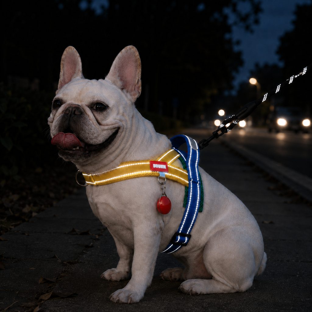 Ortekor No-Choke French Bulldog Harness & Leash Set for Daily Walks - Reflective, Easy-Control Fit for Broad-Chest Dogs