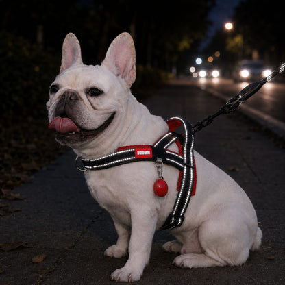 Ortekor No-Choke French Bulldog Harness & Leash Set for Daily Walks - Reflective, Easy-Control Fit for Broad-Chest Dogs