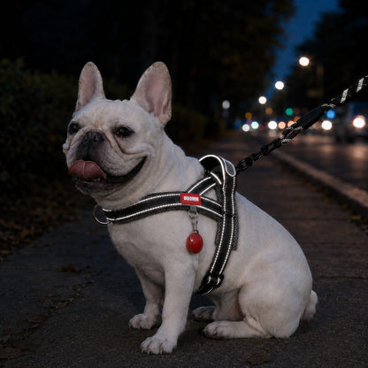 Ortekor No-Choke French Bulldog Harness & Leash Set for Daily Walks - Reflective, Easy-Control Fit for Broad-Chest Dogs