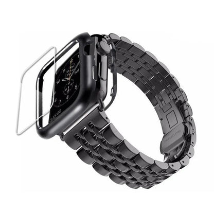 Metal Band and Protective Case Bundle for 38-44mm Apple Watch
