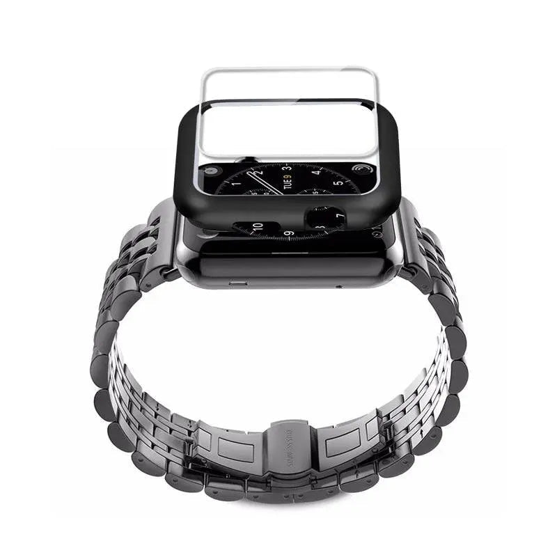 Metal Band and Protective Case Bundle for 38-44mm Apple Watch