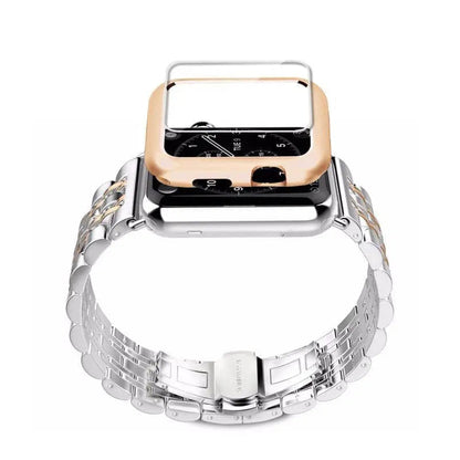 Metal Band and Protective Case Bundle for 38-44mm Apple Watch
