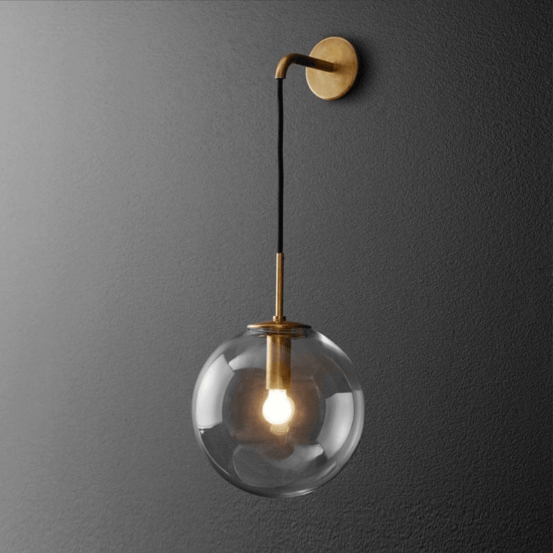 Glass Cylinder Wall Light Fixture Black or Gold Finish for Hallway Bedroom Living Room Entryway Contemporary Indoor Lighting