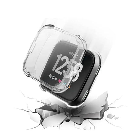 Snap-On Case & Screen Shield for Fitbit Versa 2 – Full-Body Edge Protection, Touch-Friendly Clear TPU Cover