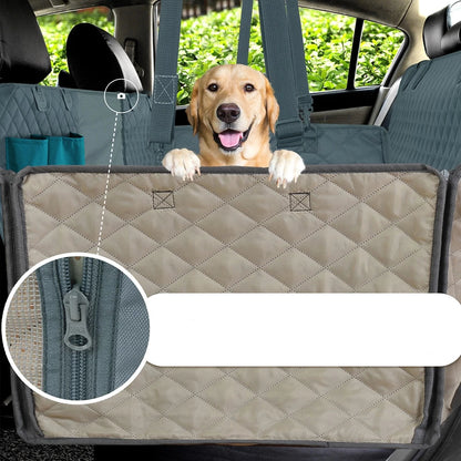 Dog Car Seat Cover with Safety Clips & Mesh Center | Eco-Friendly Design for Secure Travel