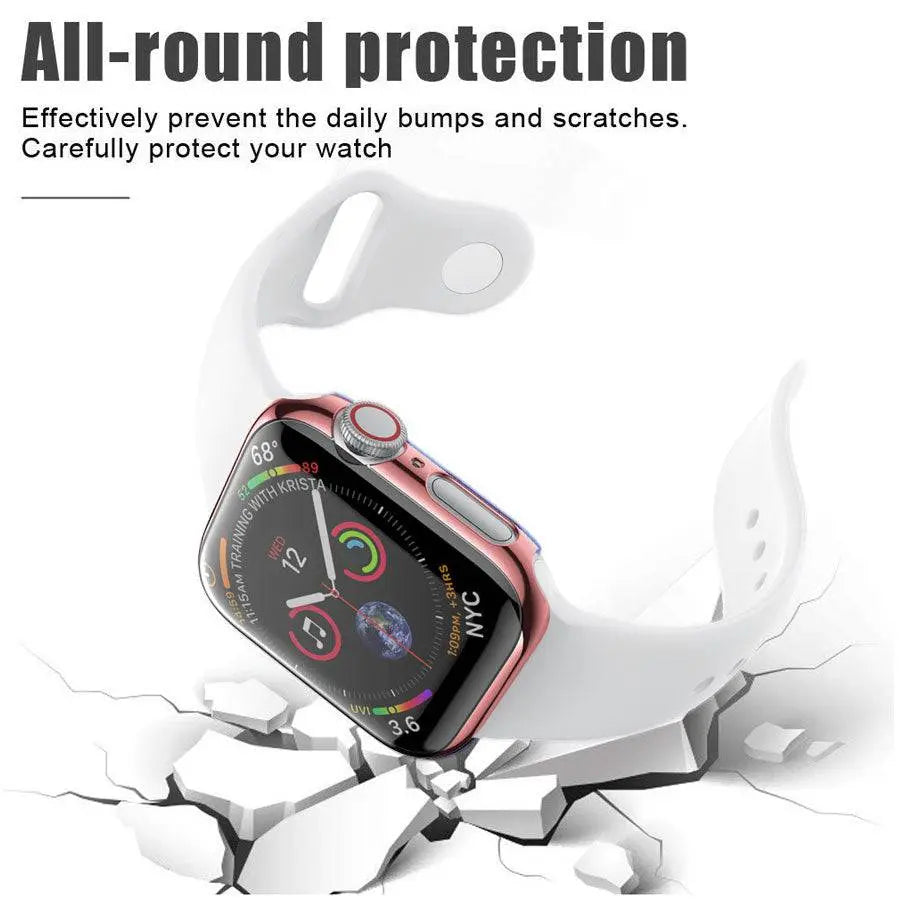 Full-Coverage Apple Watch Case + Screen Guard – Polycarbonate Shell, Tempered Glass Display Protector, Precision-Fit Series 5 40mm/44mm