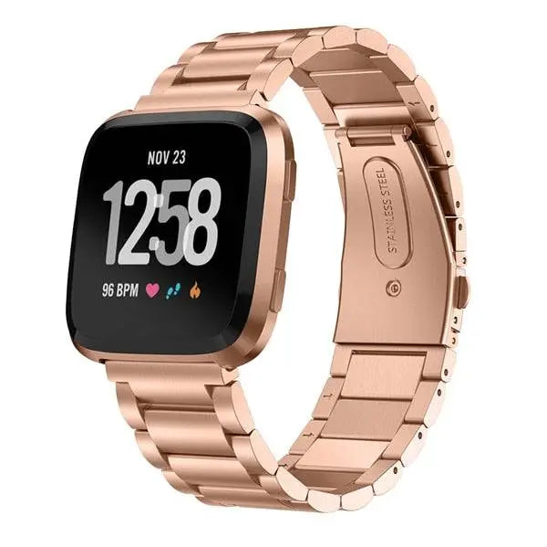 Replacement Steel Link Wristband for Fitbit Versa 2 Smartwatch – Adjustable Metal Fitness Tracker Strap for Women & Men