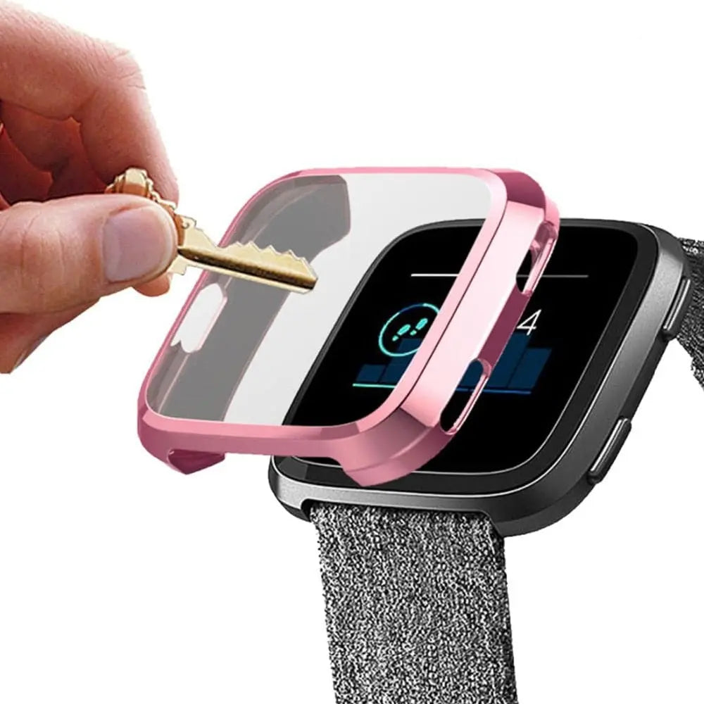 Snap-On Case & Screen Shield for Fitbit Versa 2 – Full-Body Edge Protection, Touch-Friendly Clear TPU Cover