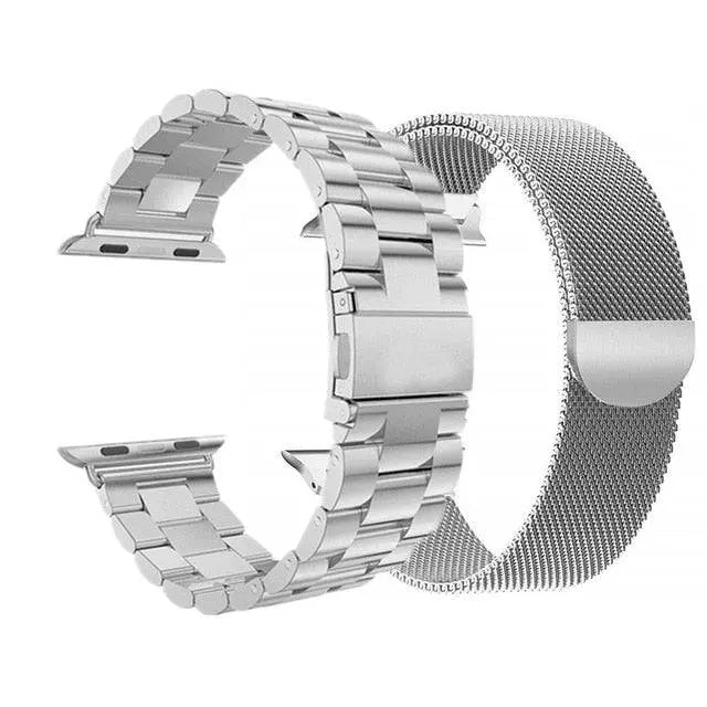 Metal Watchband Twin Pack – Mesh & Link Straps Compatible with 42mm, 46mm, 49mm Smartwatches