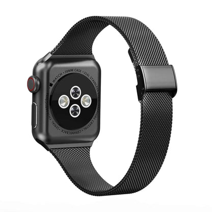 Adjustable Stainless Steel Link Bracelet for Apple Watch – Magnetic Clasp, Multiple Size Options