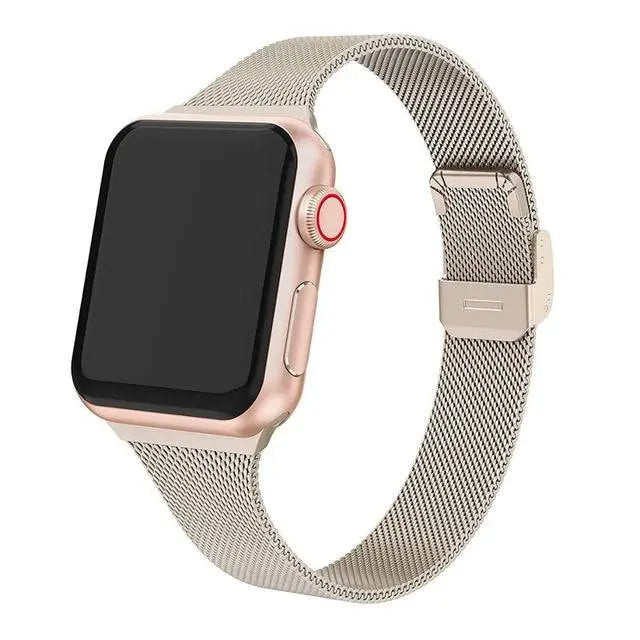 Adjustable Stainless Steel Link Bracelet for Apple Watch – Magnetic Clasp, Multiple Size Options