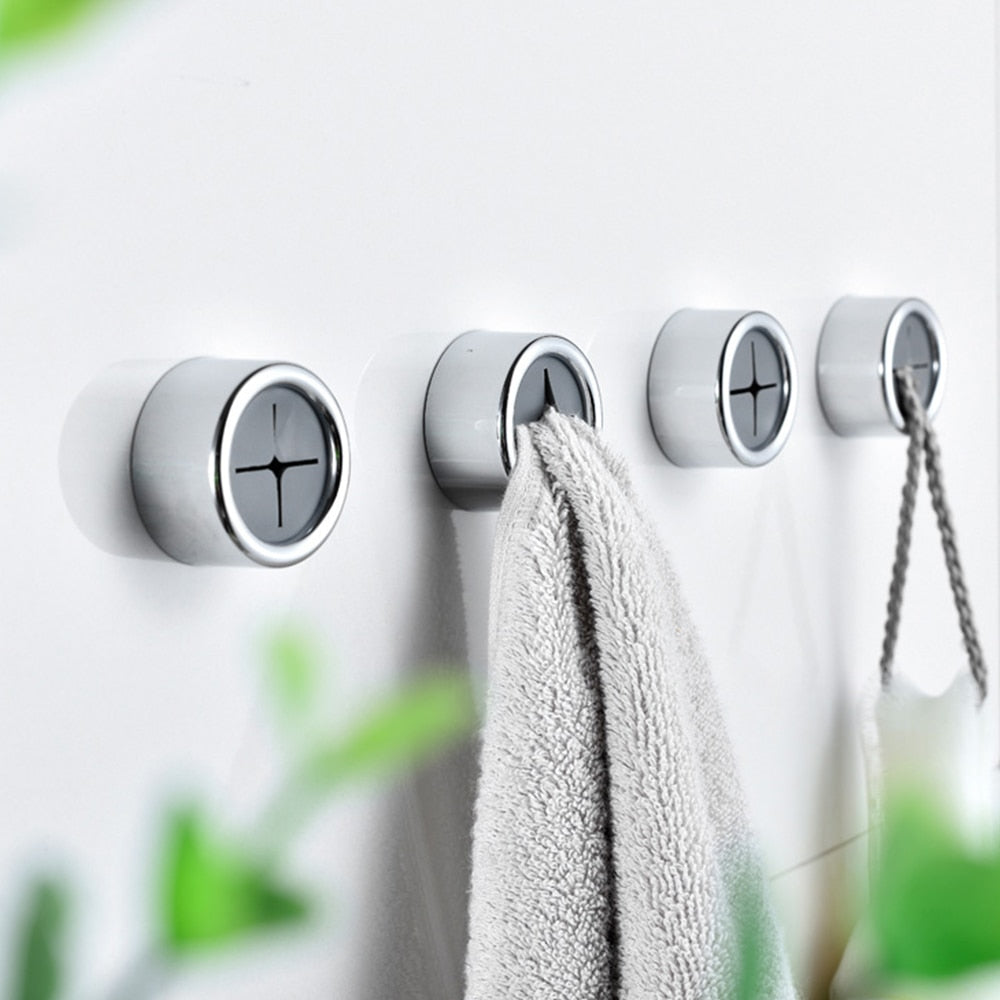 Clip-On Fabric Bar Set of 3 Adhesive Mount Silver Steel Organizer for Kitchen & Bathroom Counters No Drilling