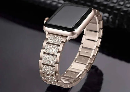 Embellished Steel Band + Protective Case Set for Apple Watch Series (38mm–44mm) – Coordinated Finish
