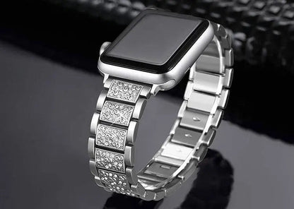 Embellished Steel Band + Protective Case Set for Apple Watch Series (38mm–44mm) – Coordinated Finish