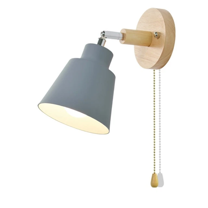 Swivel Sconce with Chain Pull and Wood Accent for Focused Task Lighting in Bedroom, Hallway or Reading Nook – 180° Rotation