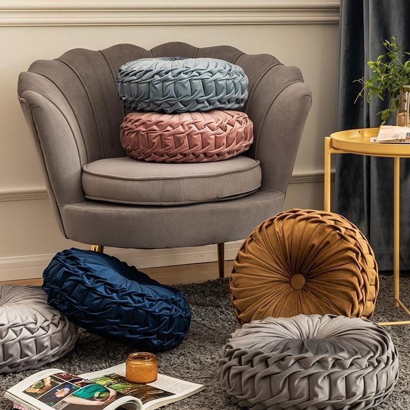 Plush Frill Circular Cushion Toss Pillow