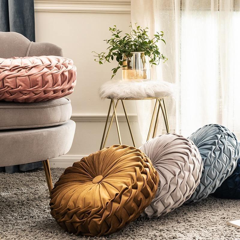 Plush Frill Circular Cushion Toss Pillow