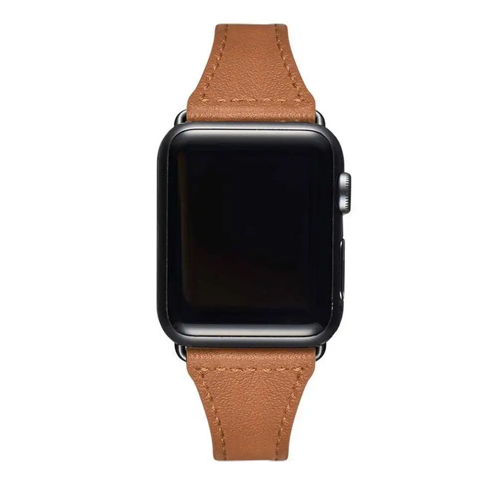 Slim Cowhide Strap for Apple Watch – Adjustable Butterfly Clasp Band for Women