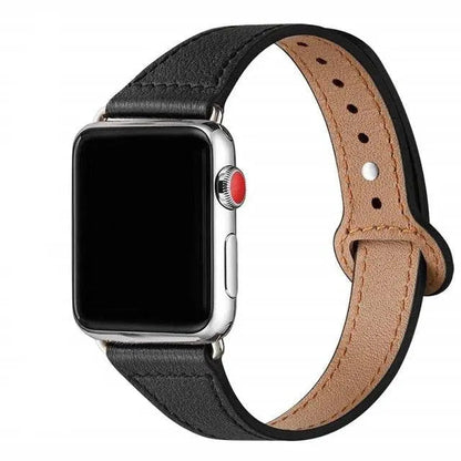 Slim Cowhide Strap for Apple Watch – Adjustable Butterfly Clasp Band for Women