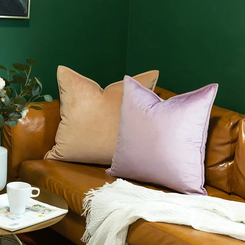 Plush Velvet Throw Pillow Cover 18x18 Inch Beige Hidden Zipper for Couch Bedroom Accent Decor Square Cushion Case Soft Home Textiles