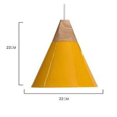 Conical Wood & Aluminum Pendant Light – Vintage Industrial Hanging Fixture for Dining Room, Kitchen & Living Room – E27 Socket, Adjustable