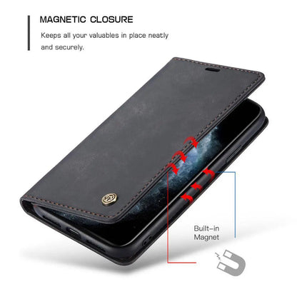Folio Wallet iPhone Case – Leather-Finish Cover with Card Slots for iPhone 11, 11 Pro & Pro Max – Protective Edge Cover, Camera Cutout &